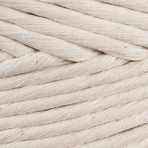 Detailed view of undyed cotton macrame cord twisted structure