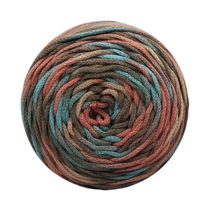 Multicolor braided macrame rope made from cotton polyester blend