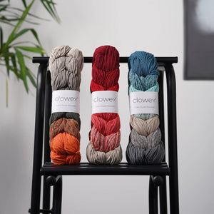 Braided cotton blend macrame cord with layered color transition