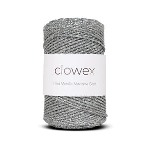 Filled Metallic Macrame Cord, 2.5mm Cotton Filling and Glitter Braided Sparkle Shiny Yarn for Crocheting
