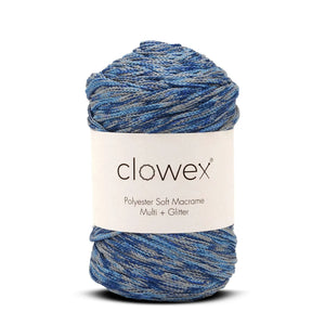Soft polyester macrame rope with sparkling color transition