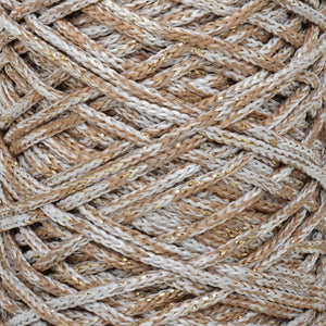 Shiny multicolor macrame cord close-up texture